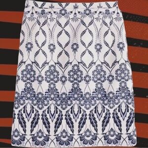 J. Crew ‘Trellis’ Blue Floral Print A-Line Skirt Size 00